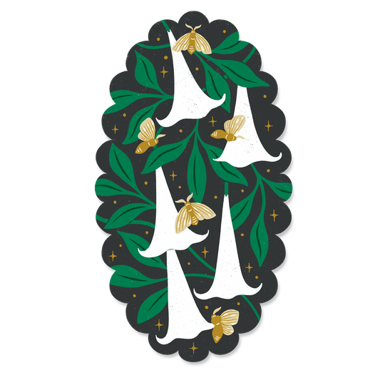 Insects And Florals Series: Moths and Angels Trumpet Die Cut Sticker