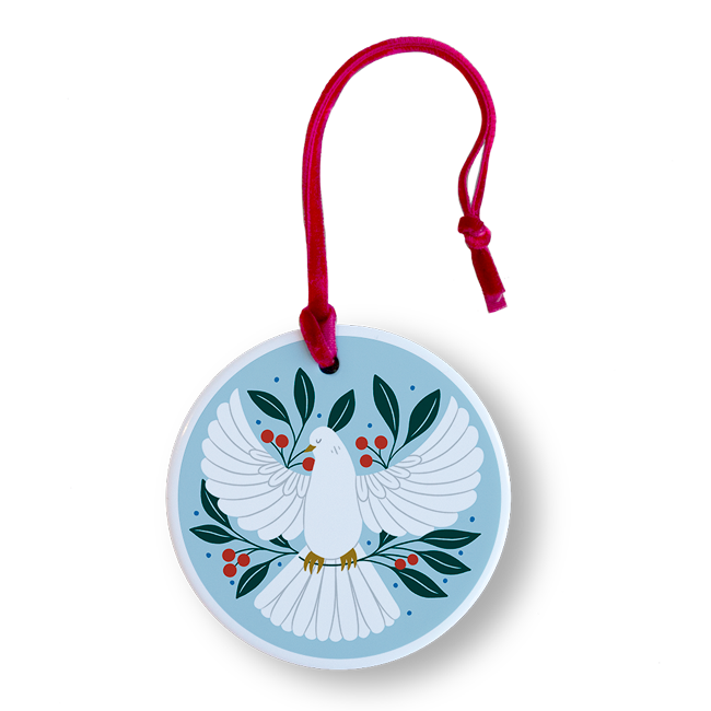 Ceramic Holiday Dove Ornament