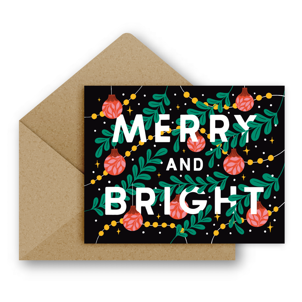 Merry And Bright Holiday Greeting Card