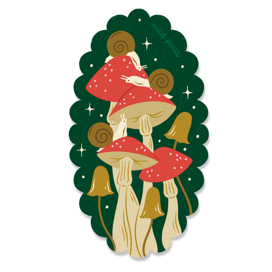 Insects And Florals Series: Snails & Mushrooms Die Cut Sticker