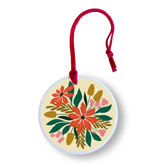 Ceramic Holiday Poinsettia Ornament