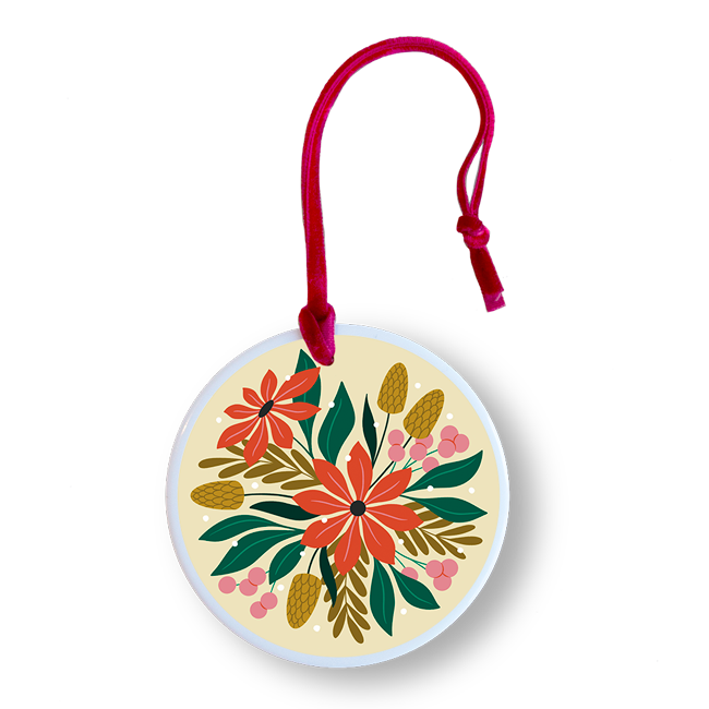 Ceramic Holiday Poinsettia Ornament