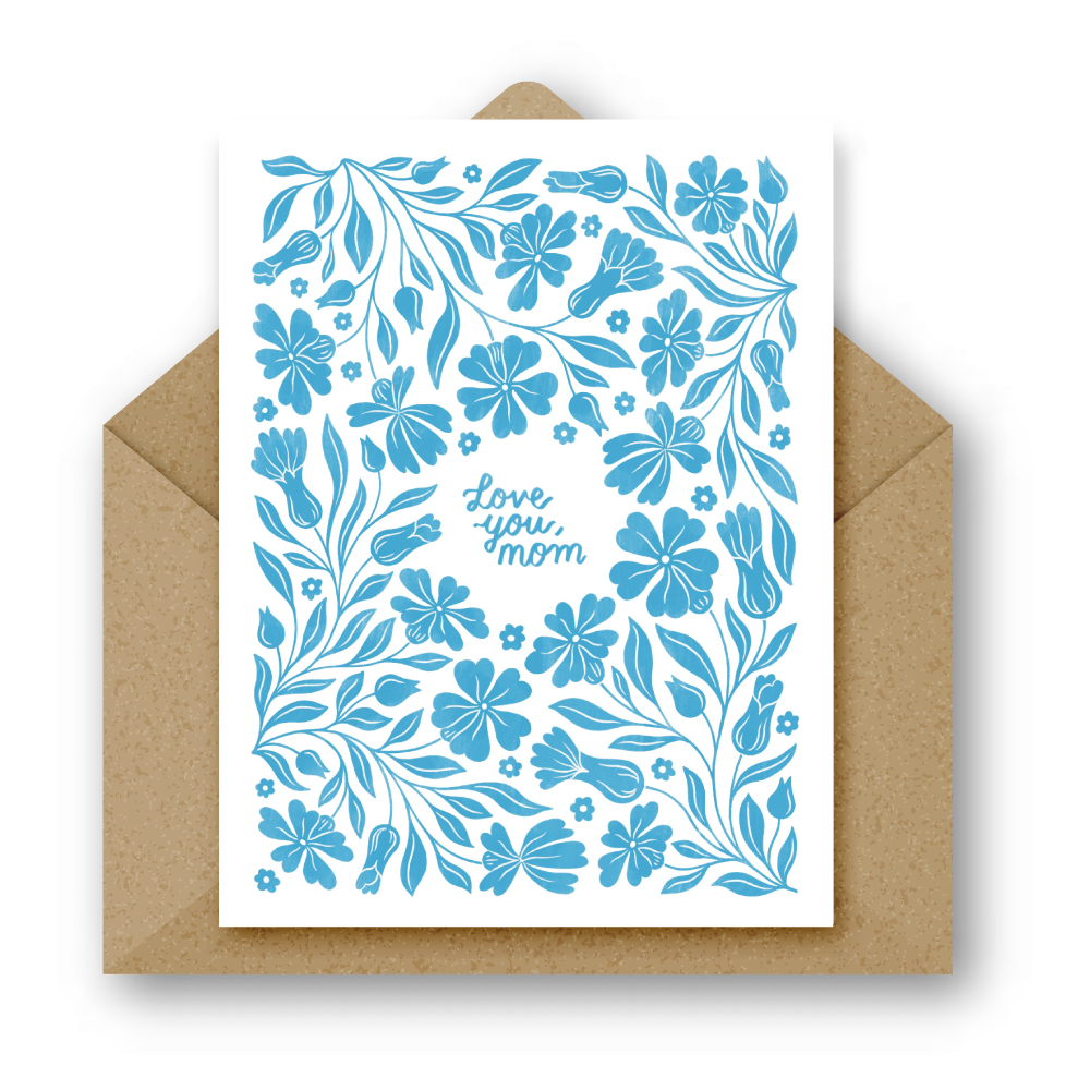 I Love You Mom Folk Greeting Card