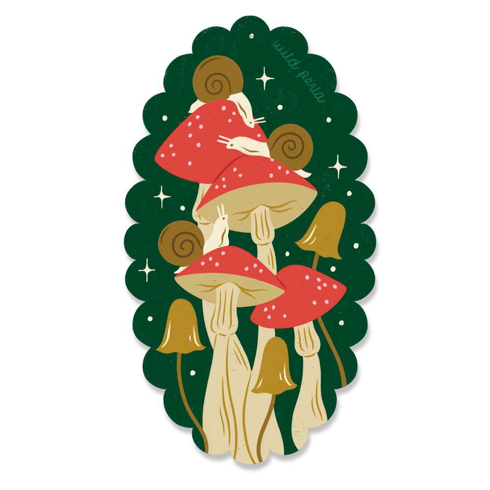 Insects And Florals Series: Snails & Mushrooms Die Cut Sticker
